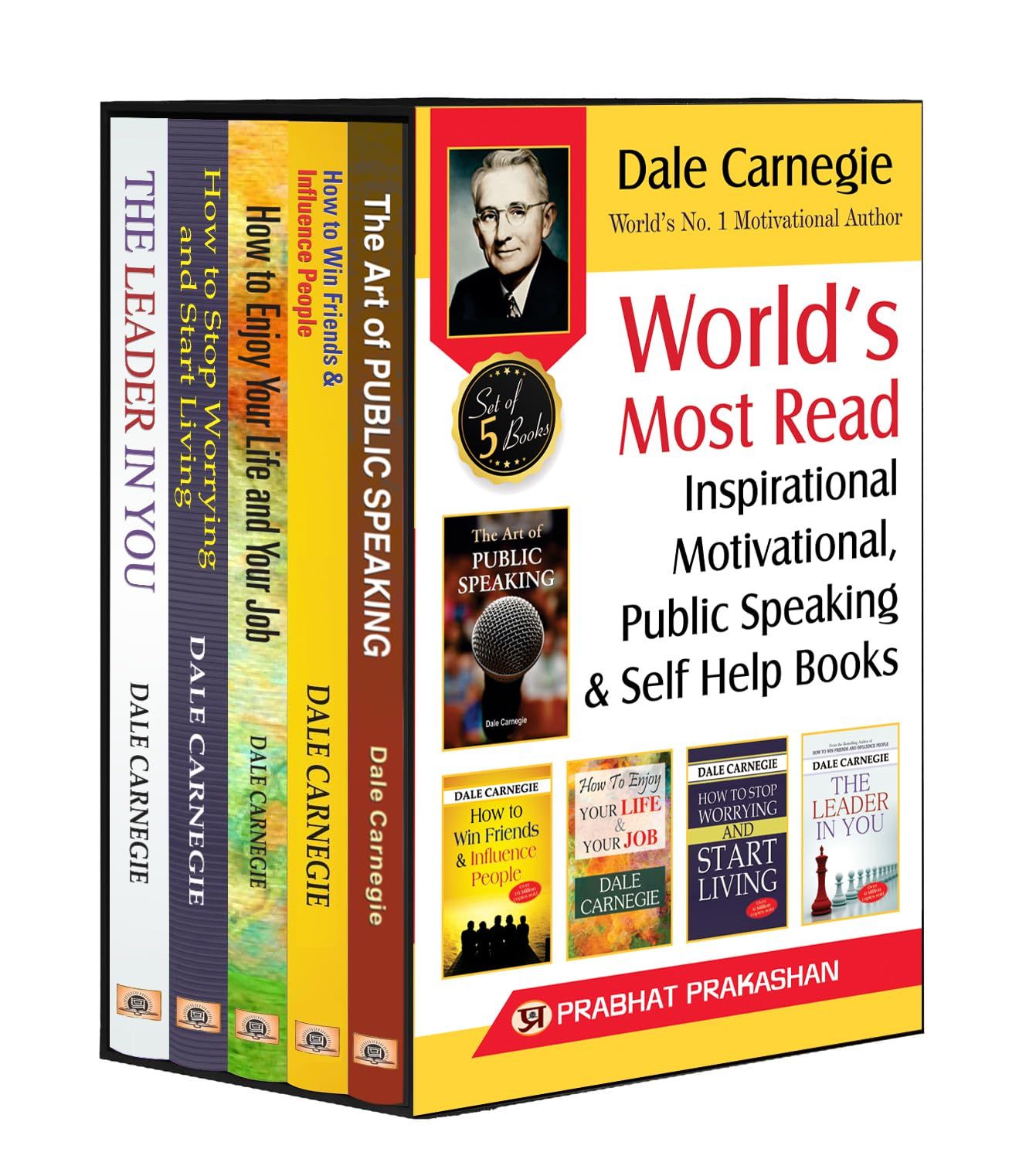 Worlds Most Reading Inspirational, Motivational, Public Speaking & Self Help Books To Enjoy Your Life | Leadership | Stop Worrying & Start Living | Influence People | Dale Carnegie | Set Of 5 Books book cover